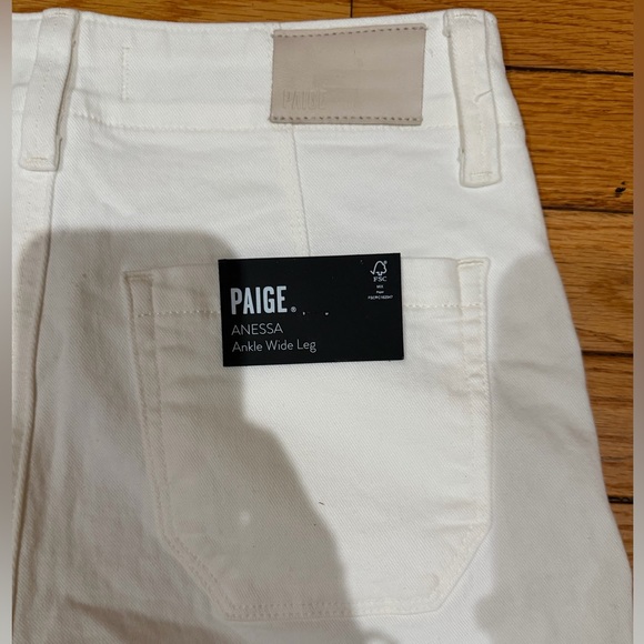 NWT PAIGE ANESSA ankle wide leg high rise SZ 25 tonal ecru - Picture 8 of 8